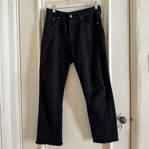 Levi’s 501 black jeans frayed hem